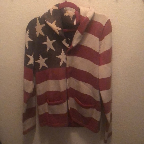 Lucky Brand Mens American Flag Cardigan 